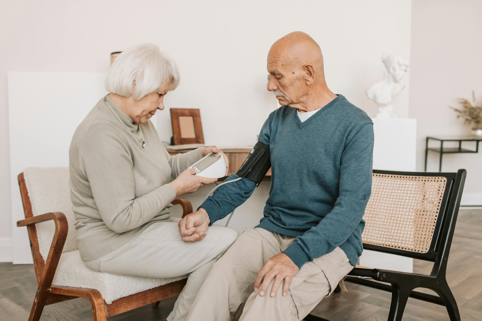 In-home care caregiver with senior